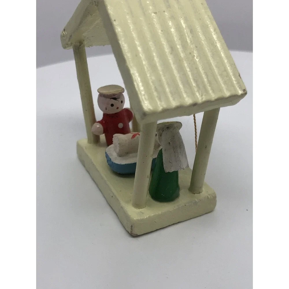 Vintage Wooden Hand Painted Nativity Christmas Ornament 2.5